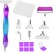 Diamond Art Pen, Diamond Painting Pen with 6 Metal Tips, 6 Painting Glue Clay, Roller, 5D Diamond Art Accessories and Tools for DIY Craft, Purple Blue